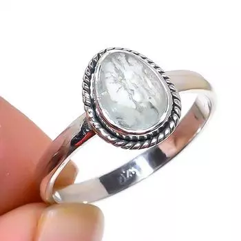 Кольцо из серебра 925 пробы с натуральным аквамарином и драгоценным камнем S.9 F3I22