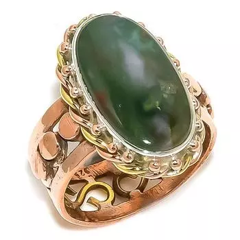 Кольцо из серебра 925 пробы с натуральным драгоценным камнем-кровавым камнем двухцветной формы S.8 D8J33