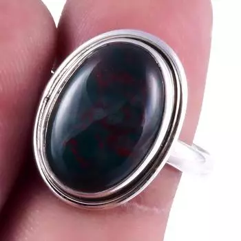 Кольцо из серебра 925 пробы с натуральным кровавым камнем, ручной работы, S.9 z6u64