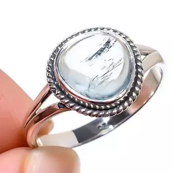 Кольцо из серебра 925 пробы с натуральным аквамарином и драгоценным камнем S.9 L6L05