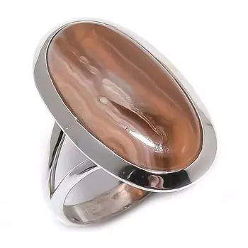 Кольцо из серебра 925 пробы с натуральным медовым родохрозитом S.8 k9o30