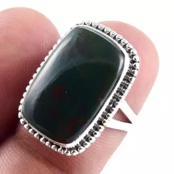 Кольцо из серебра 925 пробы с натуральным драгоценным камнем-кровавым камнем S.6 L3C34