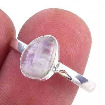 Кольцо из серебра 925 пробы с натуральным радужным лунным камнем ручной работы S.9 a0J65