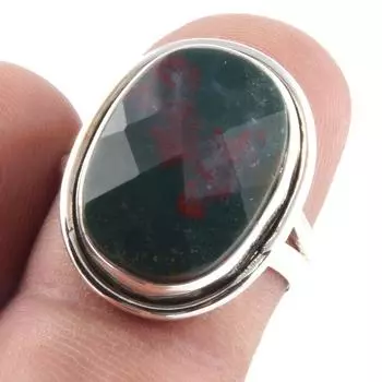 Кольцо из серебра 925 пробы с натуральным драгоценным камнем-кровавым камнем S.7 Z1e73