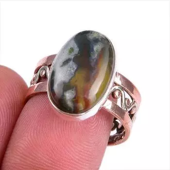 Кольцо из серебра 925 пробы с натуральным драгоценным камнем-кровавым камнем двухцветное S.8.5 r3r12