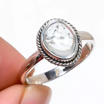 Кольцо из серебра 925 пробы с натуральным аквамарином и драгоценным камнем S.8 Y1I45
