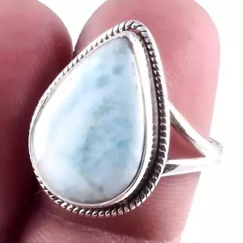 Кольцо из серебра 925 пробы с драгоценным камнем Natural Republic Larimar, размер 7,5 дюйма, n2y42