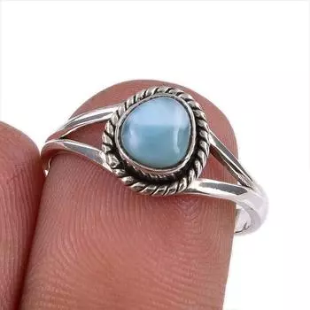 Кольцо из серебра 925 пробы с драгоценным камнем Natural Republic Larimar, размер 7 N5Y23