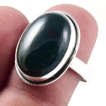 Кольцо из серебра 925 пробы с натуральным драгоценным камнем-кровавым камнем S.8 V2q42