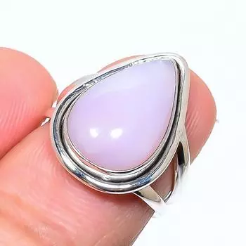 Кольцо из серебра 925 пробы с натуральным розовым опалом, размер 6 Z4O57