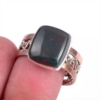 Кольцо из серебра 925 пробы с натуральным драгоценным камнем-кровавым камнем двухцветное S.9 t8k92