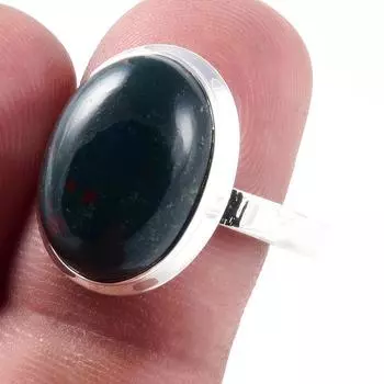 Кольцо из серебра 925 пробы с натуральным драгоценным камнем-кровавым камнем S.9 w9b31