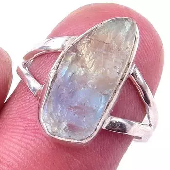 Кольцо из серебра 925 пробы с натуральным радужным лунным камнем ручной работы S.7 q6J64