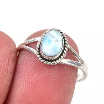 Кольцо из серебра 925 пробы с драгоценным камнем Natural Republic Larimar, размер 8, r1E32