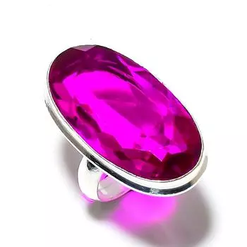 Кольцо из серебра 925 пробы с розовым аметистом, размер 8, M5b69