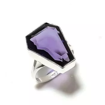 Кольцо из серебра 925 пробы с аметистом, размер 9, L2B26