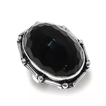 Кольцо из серебра 925 пробы с драгоценным камнем черная шпинель, размер 7 F4K58
