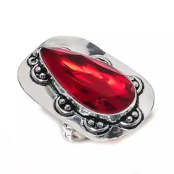 Кольцо из серебра 925 пробы с натуральным гранатом, размер 7 D7A26