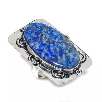 Кольцо из серебра 925 пробы с натуральным лазуритом, размер 7 C0T26