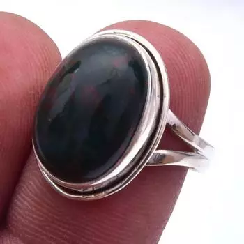 Кольцо из серебра 925 пробы с натуральным драгоценным камнем-кровавым камнем S.7 B9y85