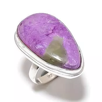 Кольцо из серебра 925 пробы с драгоценным камнем пурпурит ручной работы, размер 9 I6V96