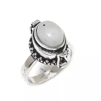 Кольцо из серебра 925 пробы с натуральным лунным камнем, размер 7,5 Q6a30