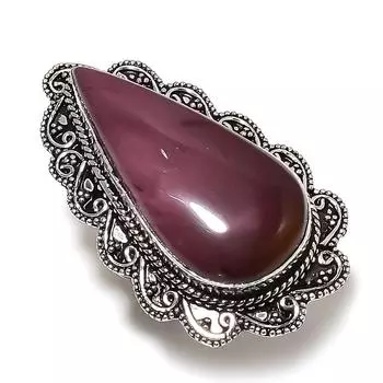 Кольцо из серебра 925 пробы с натуральным драгоценным камнем мукаит, размер 8 Z3E91