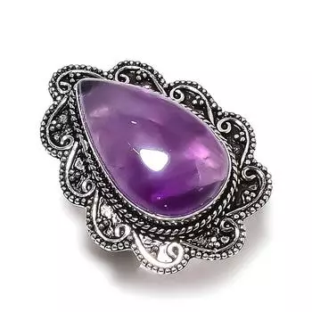 Кольцо из серебра 925 пробы с драгоценным камнем Sage Amethyst, размер 7, k4D72