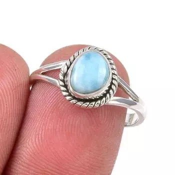 Кольцо из серебра 925 пробы с драгоценным камнем Natural Republic Larimar, размер 8 N2Z06