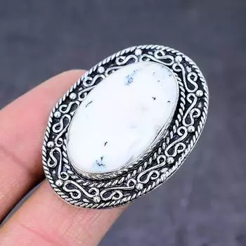 Кольцо из серебра 925 пробы с драгоценным камнем опалом дендрита, размер 5,5 q8D95