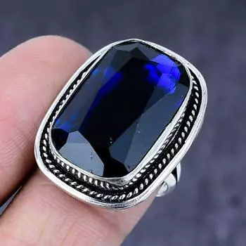 Кольцо из серебра 925 пробы с драгоценным камнем London Blue Topaz, размер 8 z1W56