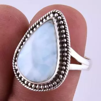 Кольцо из серебра 925 пробы с драгоценным камнем Natural Republic Larimar, размер S.8 A5f01