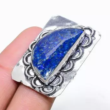 Кольцо из серебра 925 пробы с натуральным лазуритом, размер 7,5 F4U10
