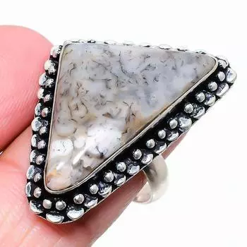 Кольцо из серебра 925 пробы с опалом и дендритом, размер 10 s3c93 10 белый