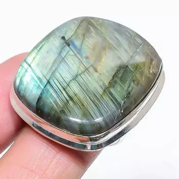 Кольцо из серебра 925 пробы с драгоценным камнем лабрадорит, размер 9 D1d50