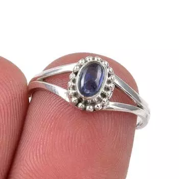 Кольцо из серебра 925 пробы с натуральным кианитом, размер 6, u1T00