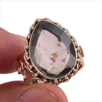 Кольцо из серебра 925 пробы с натуральным дымчатым кварцем и двухцветным драгоценным камнем S.7 j5E66