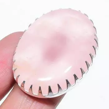 Кольцо из серебра 925 пробы с натуральным розовым кварцем, размер 6, e8Z45