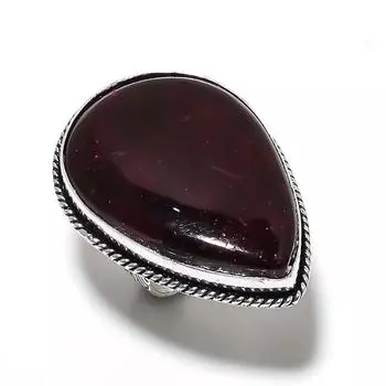 Кольцо из серебра 925 пробы с драгоценным камнем красного лабрадорита, размер 9 г6B40