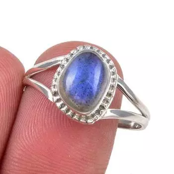 Кольцо из серебра 925 пробы с натуральным лабрадоритом ручной работы S.10 c9g61