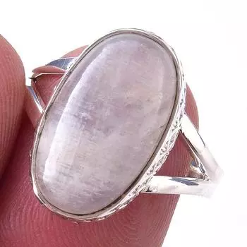 Кольцо из серебра 925 пробы с натуральным радужным лунным камнем ручной работы S.8 U3u33