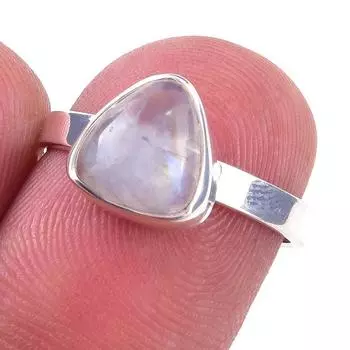Кольцо из серебра 925 пробы с натуральным радужным лунным камнем ручной работы S.6 K7e31