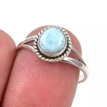 Кольцо из серебра 925 пробы с драгоценным камнем Natural Republic Larimar, размер 8 e7t26