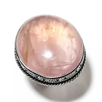 Кольцо из серебра 925 пробы с драгоценным камнем из розового кварца, размер 7 l6L34