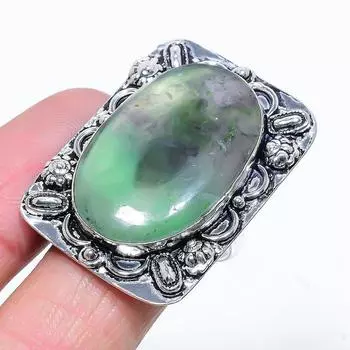 Кольцо из серебра 925 пробы с натуральным зеленым флюоритом, размер 9 Y3T27