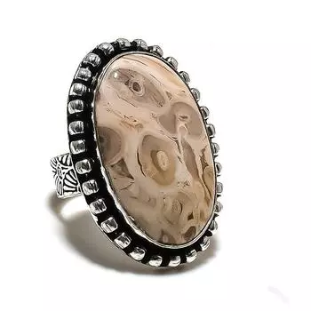 Кольцо из серебра 925 пробы с драгоценным камнем Plume Root Jasper, размер 8,5 v9f56