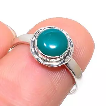 Кольцо из серебра 925 пробы с натуральным зеленым драгоценным камнем онекс ручной работы S.7 H7H37