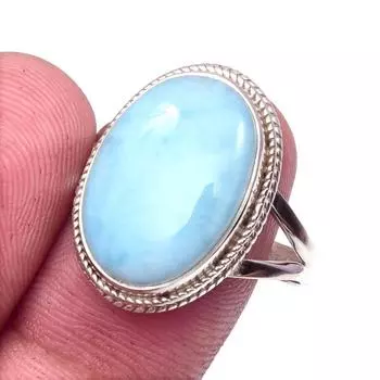 Кольцо из серебра 925 пробы с драгоценным камнем Natural Republic Larimar, размер 10 P7c23