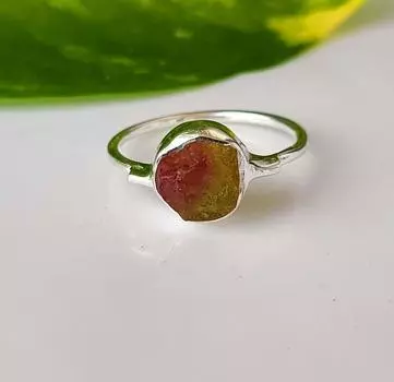 Кольцо из серебра 925 пробы с двухцветным турмалином желто-зеленого цвета, размер 6, подарок от США 6 US