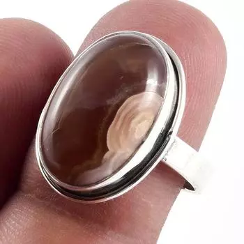 Кольцо из серебра 925 пробы с натуральным медовым родохрозитом ручной работы S.8 n8P79
